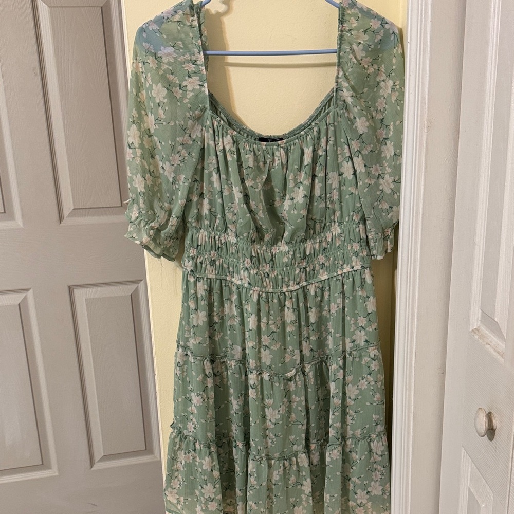 Trixxi Mint Floral Mini Dress